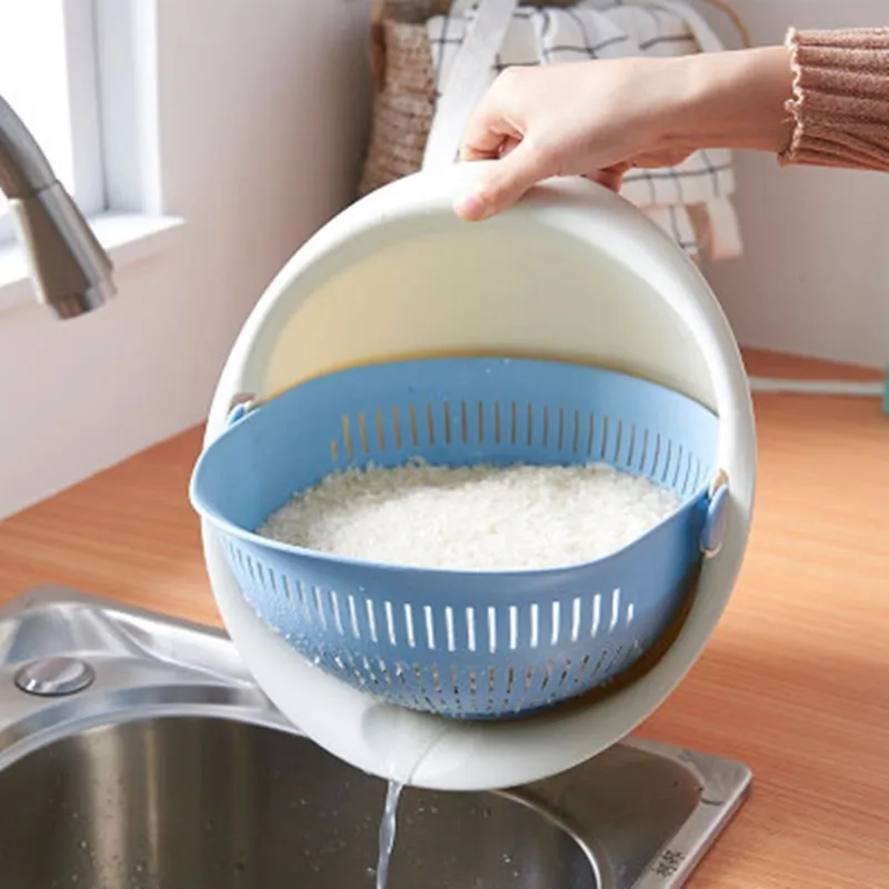 Корзина для мытья риса с двойным сливом дуршлаг миска кухни фильтр лапши овощей