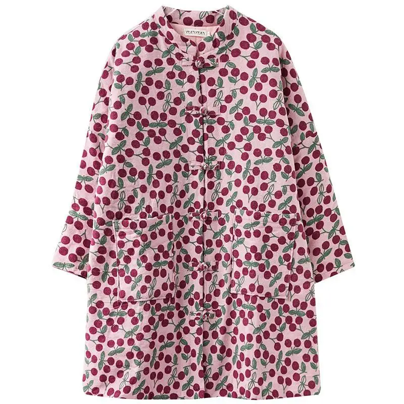 

Aransue Printing Matte Thickened Outwear Wool Cotton Autumn Winter New Loose Large Size Fashionable Women's Coat,D968