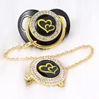 для малышей товары для новорождёных прорезыватель для зубов Держатель для соски и зажимы Bling Luxury Стразы Детская Соска с милым золотым сердцем для новорожденных силиконовая Ортодонтическая Соска-пустышка