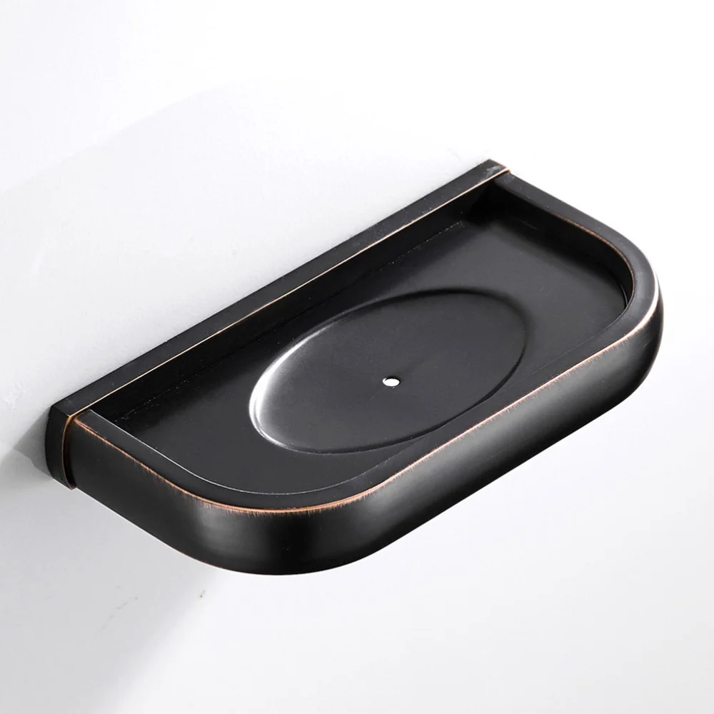 

Wall Mounted Brass Soap Dish Wall Mount Double Sides Drain Rack Sponge Kitchen Bathroom Shelf (Black)