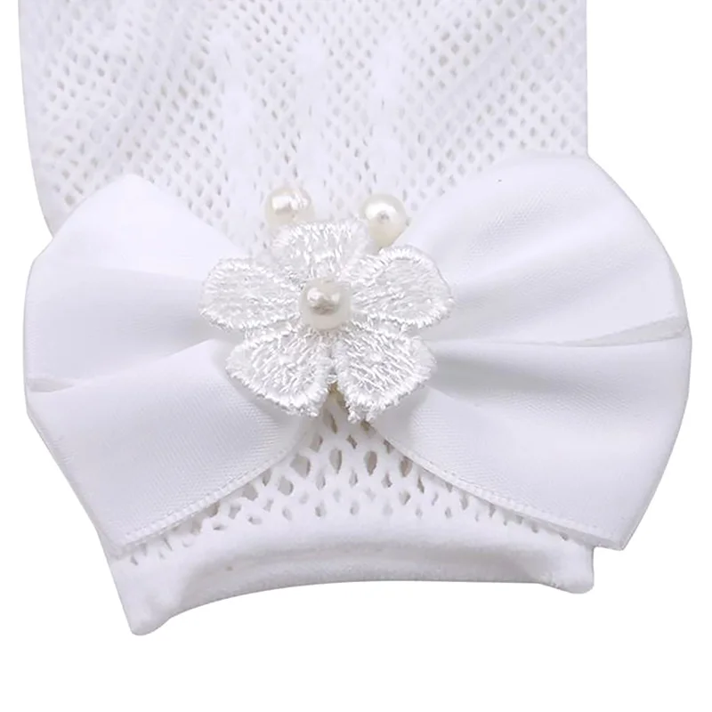 

Lace Mesh Bow Pearl Gloves Smooth Comfortable Party Birthday Ceremony Coronation Princess Accessories Gift Mittens