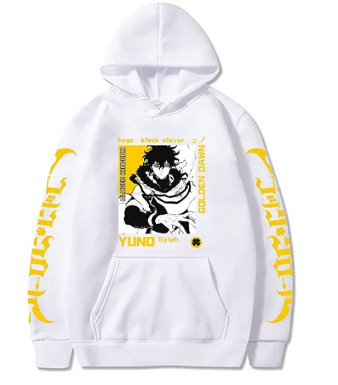 

2021 Black clover cool yuno Merch New Fashion Long Sleeve Streetwear Hooded Sweatshirts Women/Men Harajuku Hoodie Clothes