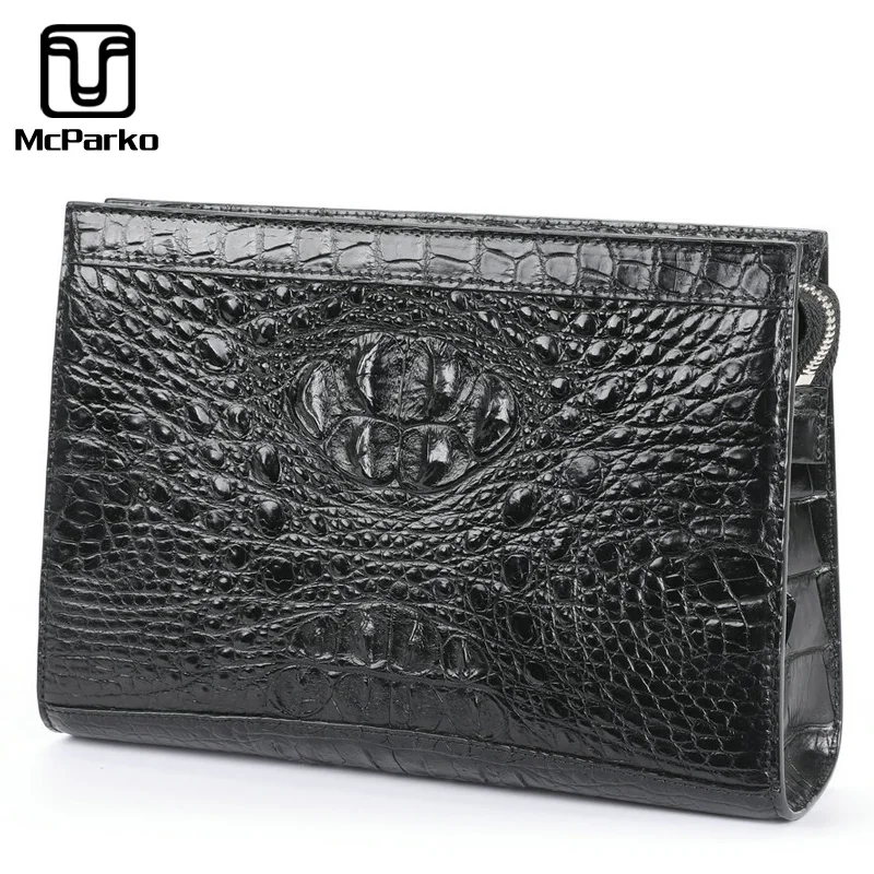 

McParko Men Bags Luxury Brand Style Clutch Bags With Strap For Businesses Genuine Crocodile Leather HandBag For Men Handy Wallet