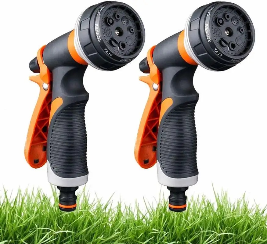 

2 садовые шланговые Насадки 8 регулируемых шлангов распылительные пистолеты-Ручные опрыскиватели высокого давления для полива газонов, мойки автомобилей, купания домашних животных