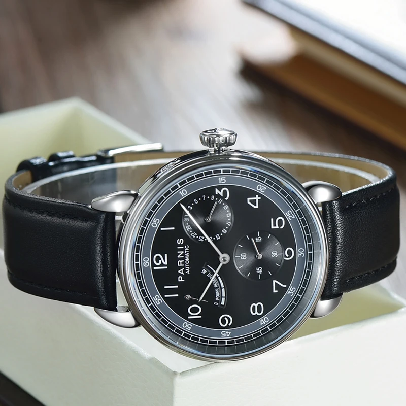 Мужские автоматические механические часы PARNIS 41 5 мм 21 драгоценность механизм