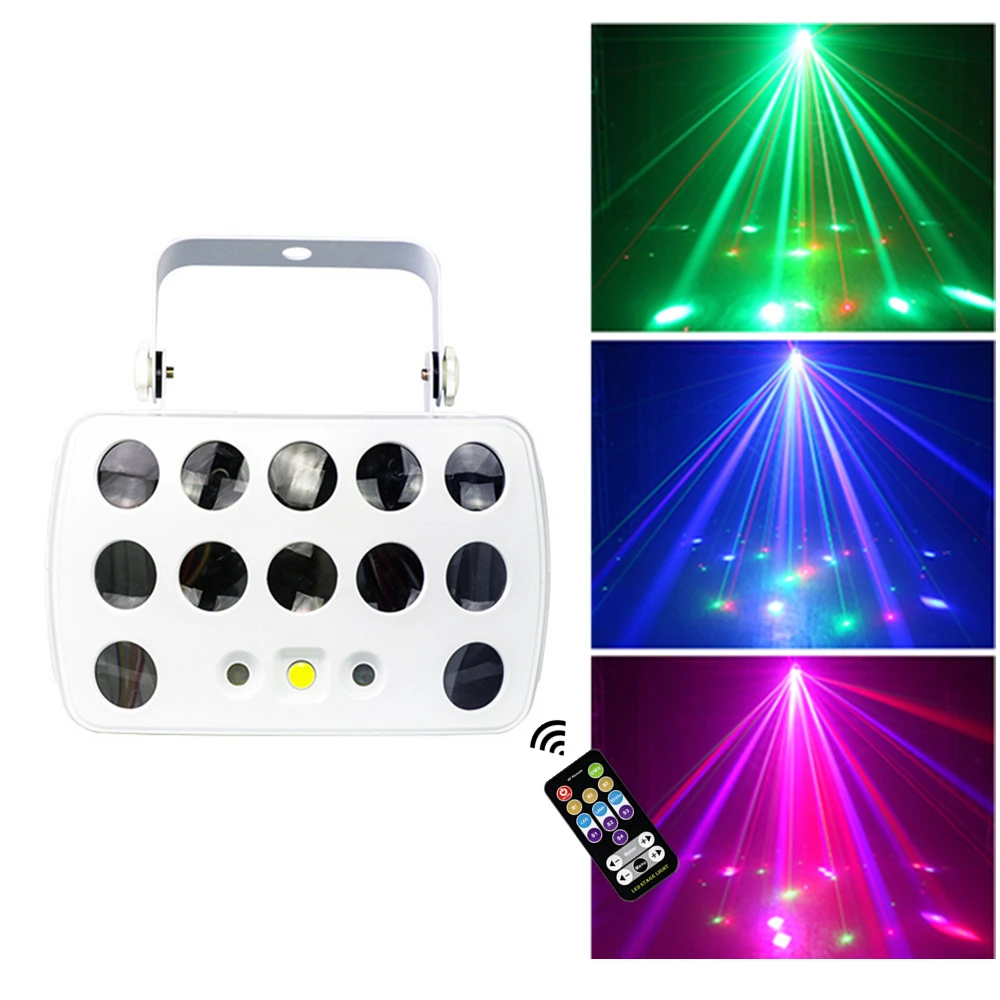 Colorful LED Butterfly Light, DJ Laser Beam Flash 3IN1 Stage Light,Remote Control Laser+Beam+Strobe Stage Lighting For Party KTV