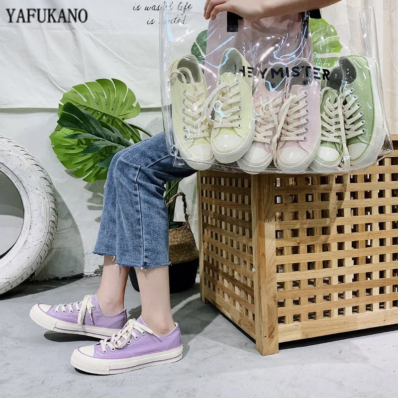 Классические парусиновые туфли в стиле ретро для студентов повседневные