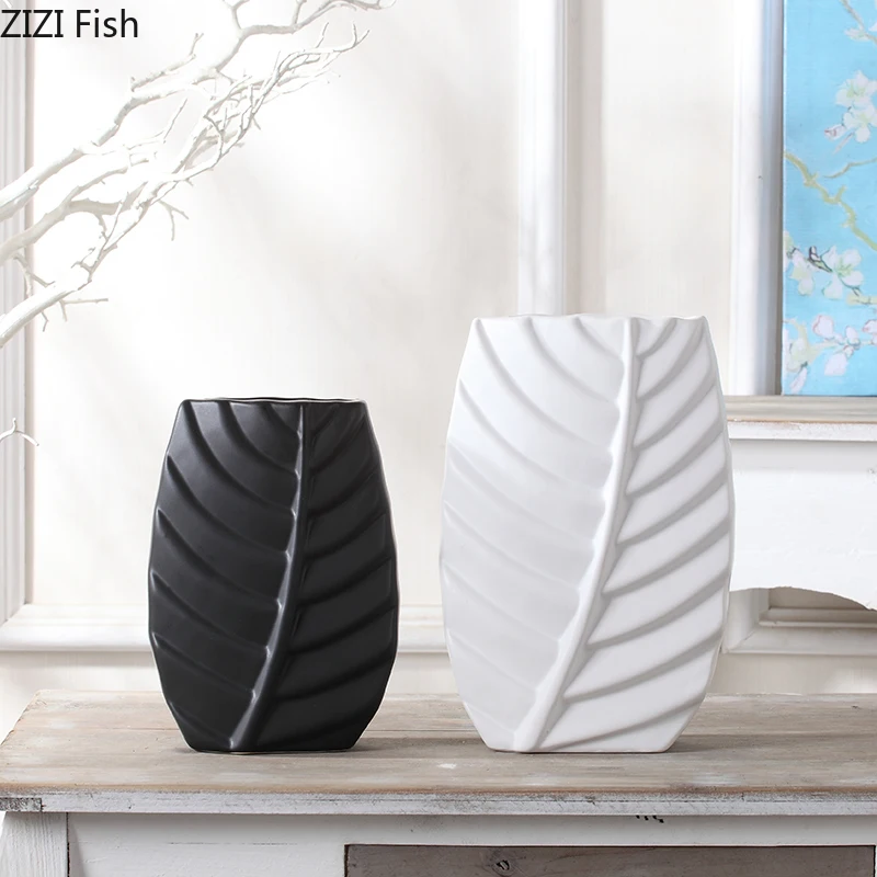 Белая керамическая ваза в форме листа вазы для гидропонных цветов портативный