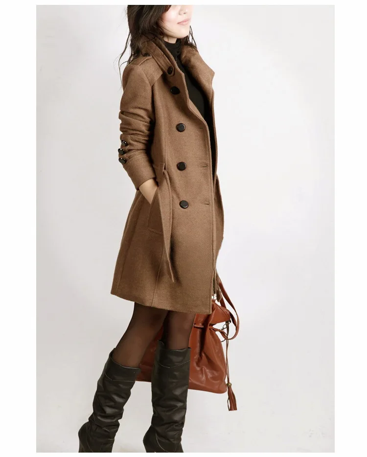 

Women cultivate one's morality in the new 2019 plus-size cloth coat long double-breasted woolen cloth coat