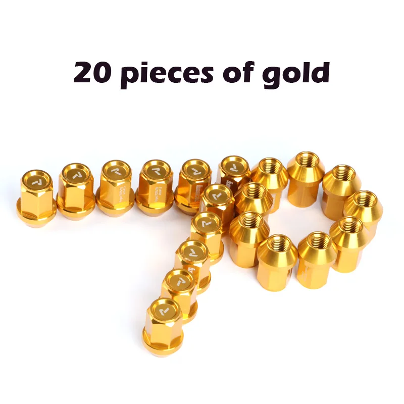 20 pieces 20 штук 7075 авиационная алюминиевая ковка легкая Модифицированная гайка колеса 12*1,5/12*1,25 35 мм конус для Honda Kia Ford - Название цвета: 20 pieces