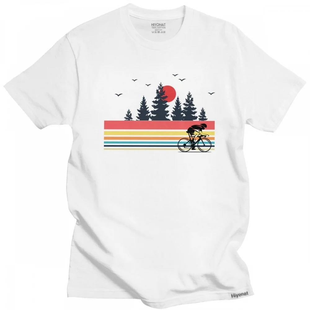 

Streetwear Male Vintage Retro Bicycle Cycling Mountain Bike T Shirt Short Sleeves Cotton T-shirt MTB Biking Outdoor Cyclist Tee