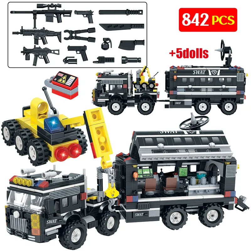 842 шт. городская полиция SWAT строительные блоки для грузовиков &quotсделай сам&quot