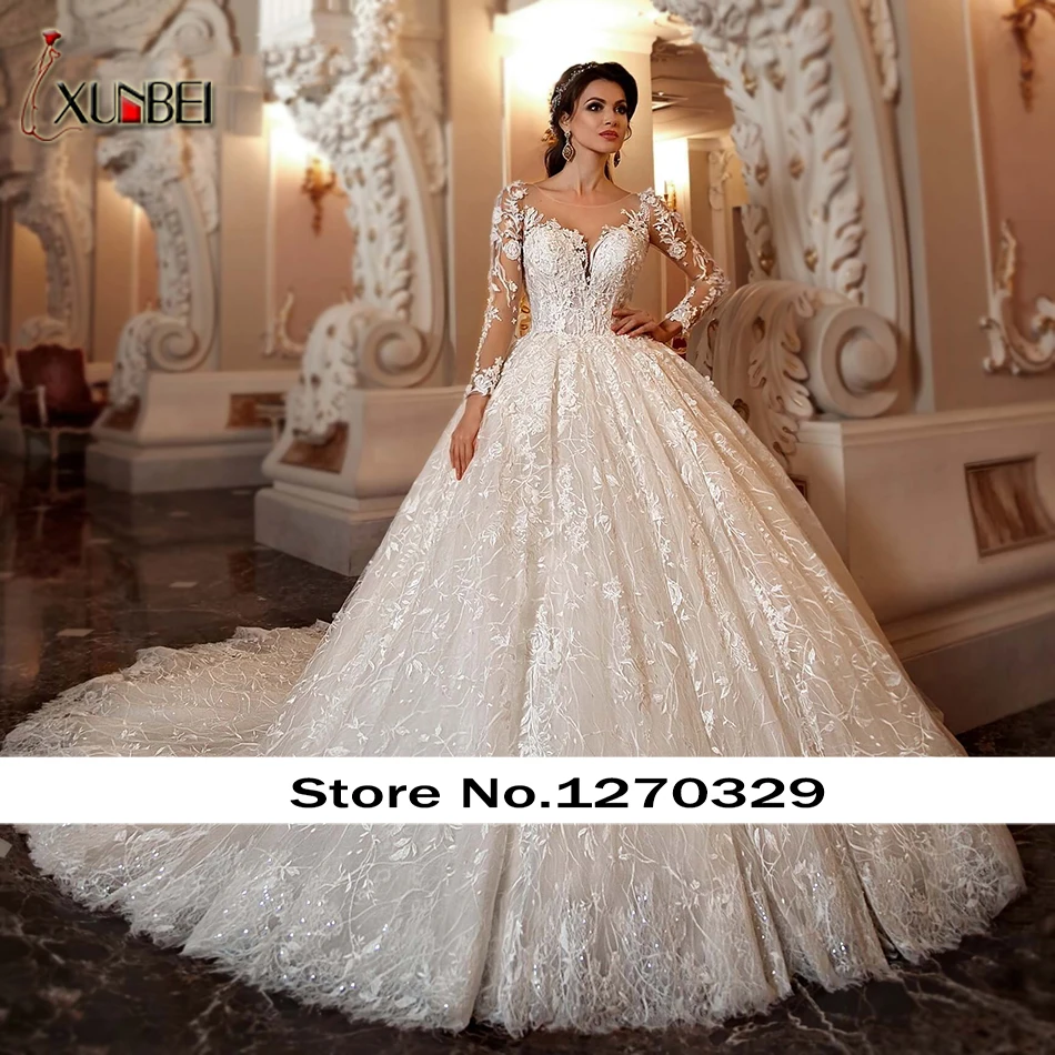

Bride New Ball Gown Wedding Dresses Long Sleeve Lace Beading Appliques Vestido Noiva Princess Bride Dresses Robe De Mariee
