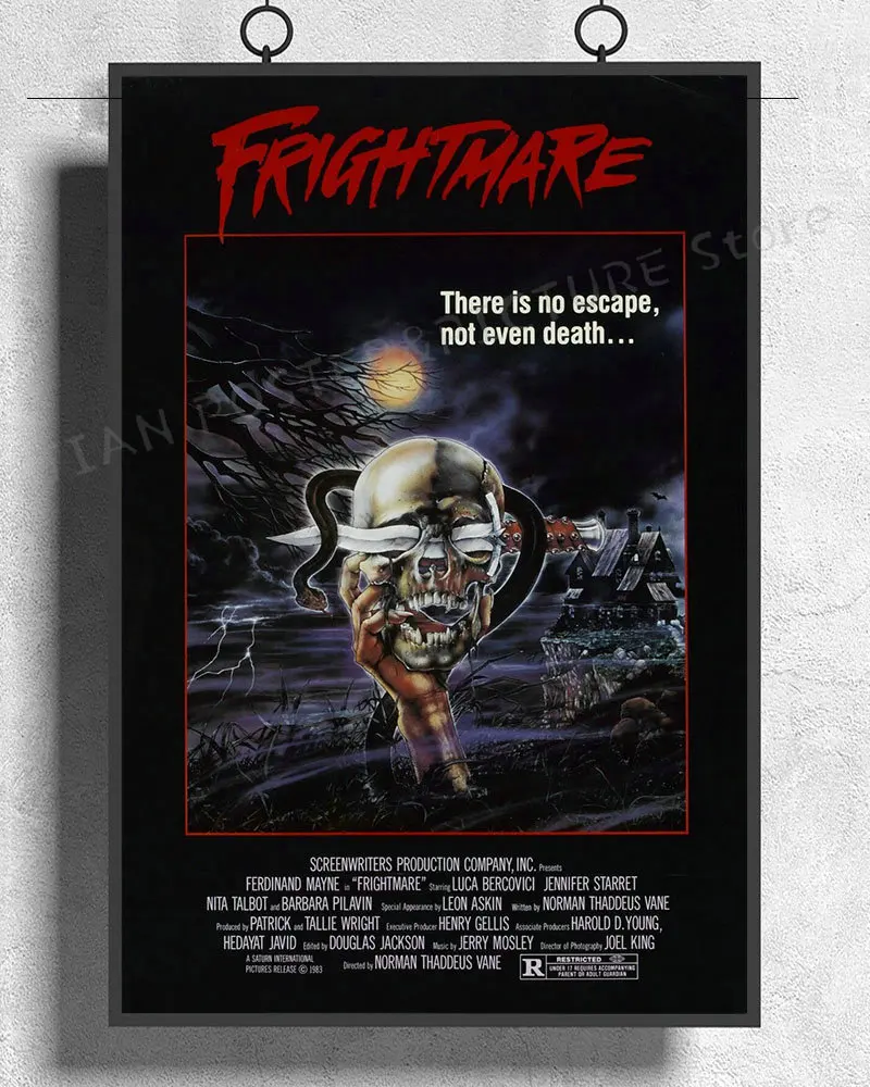 NJ388 страшные фильмы Редкие 1983 VHS наклейки на стену Шелковый постер художественное