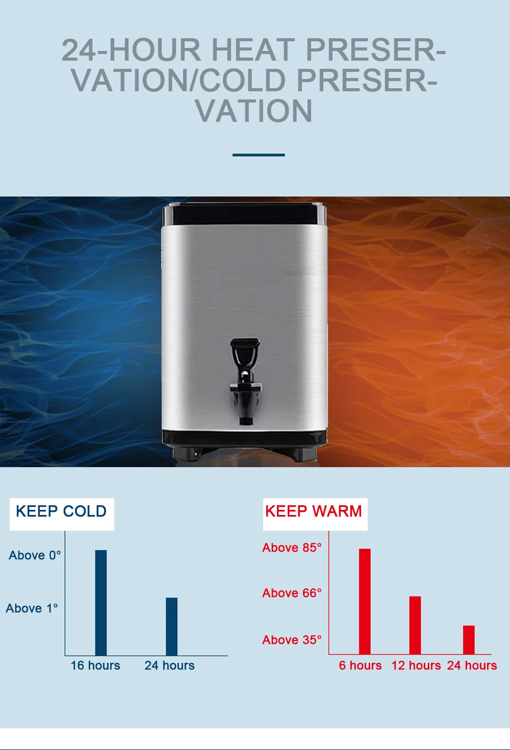 

304 Stainless Steel Square Barrel Milk Tea Barrel Insulation Barrel Three-Layer Insulation Cold Barrel Commercial Large-Capacity