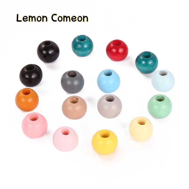 Lemon Comeon 100Pcs 20mm Wooden Beads Wooden Teething Baby Teether Teeth Care DIY Jewelry Accessories Wood Toys Round Beads