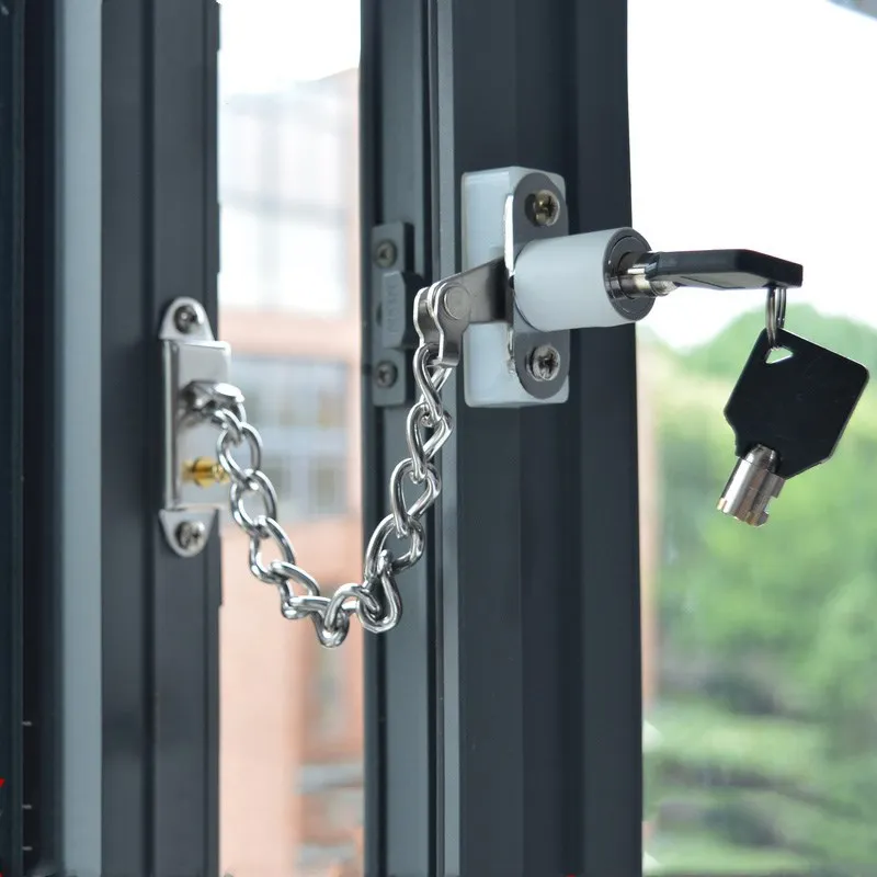 

1PC Aluminum Window Chain Anti-Theft Lock Plastic Steel Window Lock Childproof Safety Lock Casement Window Safety Chain Lock