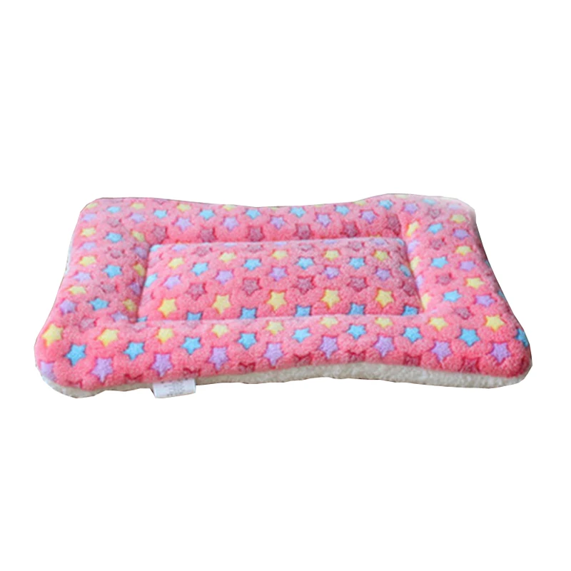 Pink star Зимняя теплая кровать для собаки, мягкое Флисовое одеяло для животных, кошачьего туалета, щенка, коврик для сна, прекрасный матрас, подушка для маленьких и больших собак, 5 размеров - Цвет: Pink star