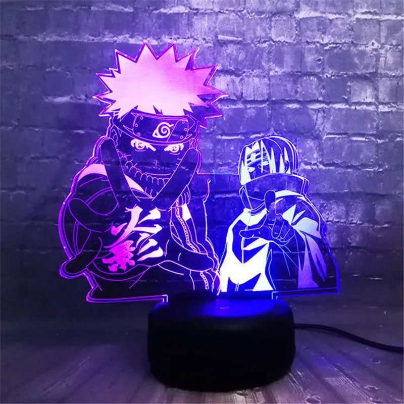 

3D LED Night Light Anime Uzumaki Naruto Kakashi Action Figure 7 Colors Touch Optical Illusion Table Lamp Home Decoration Model