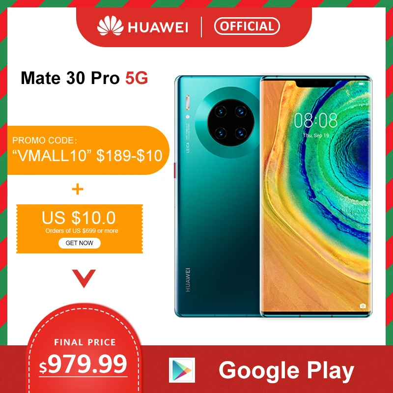 Оригинальный huawei mate 30 Pro 5G смартфон 40MP Тройная камера s 32MP фронтальная 6 53