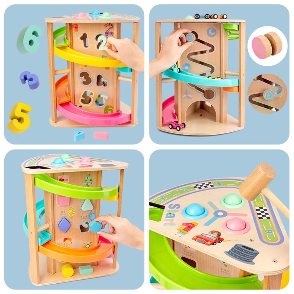 

Infant Car Ramp Racer Toy Vehicle Set Shape Match Toy Educational Fun Toys