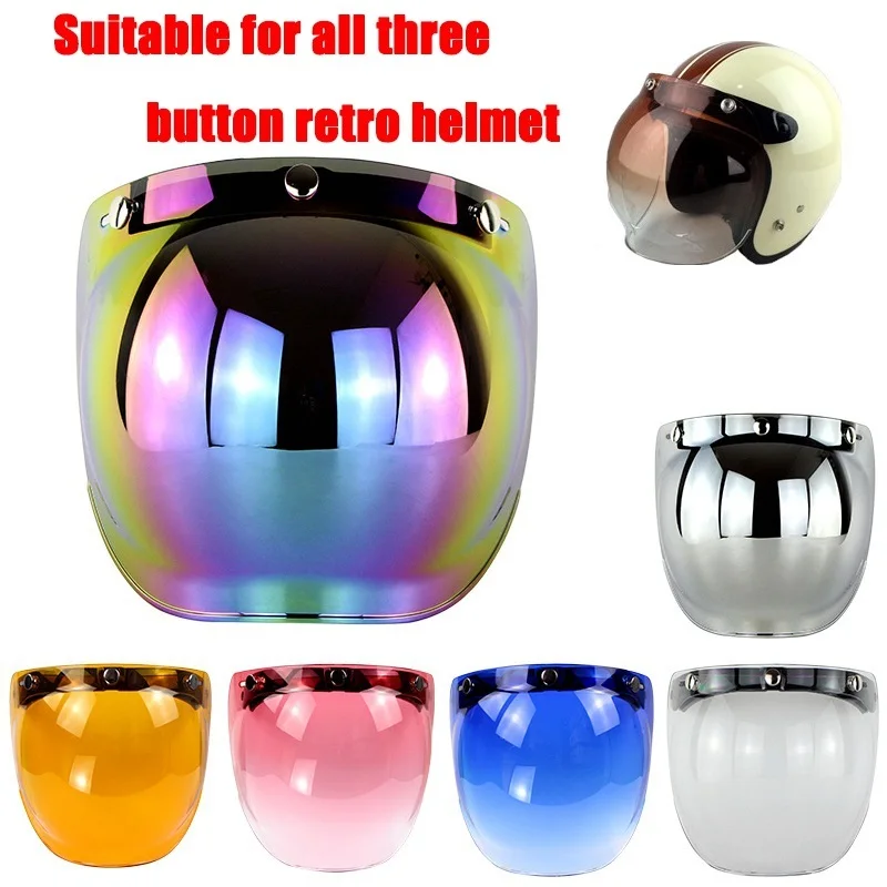 

Motorcycle Helmet visor Lens Vintage General 3 button Bubble visors Mirror Helmet visors Shield Motorcycle helmet visor