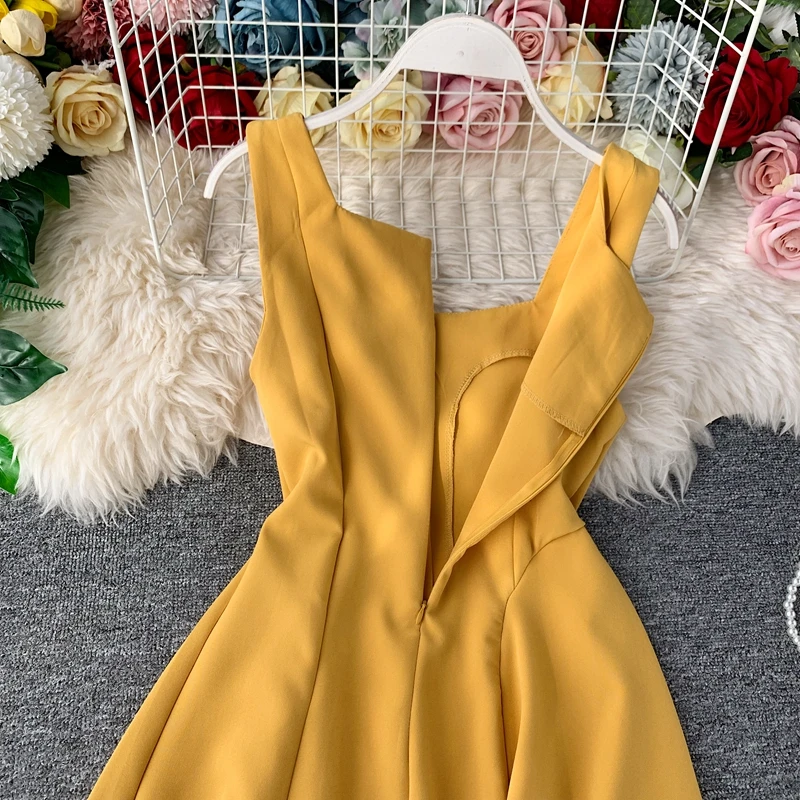 Винтажное тонкое летнее осеннее короткое платье на пуговицах, vestido de festa, сарафан на бретелях, Повседневные Вечерние женские платья трапециевидной формы с высокой талией