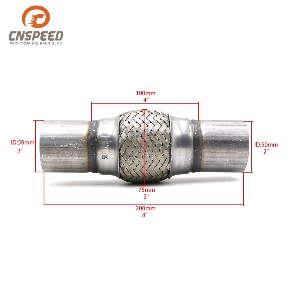 Car Modified Stainless Steel Exhaust Pipe Parts 50*100*200 Double Layer Weaving Corrugated Tube