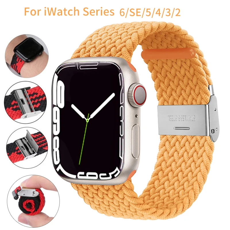 

Adjustable Braided Solo Loop For Apple Watch Band 42mm 38mm 40mm 44mm Elastic Bracelet Watchband For iWatch Series 7 41mm 45mm