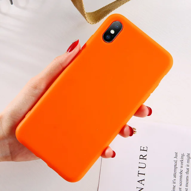 Orange 2 KJOEW карамельный цвет чехол для телефона s для iphone 11 Pro Max XR X XS Max 6 6S 7 8 Plus милый простой однотонный Мягкий силиконовый чехол - Цвет: Orange 2