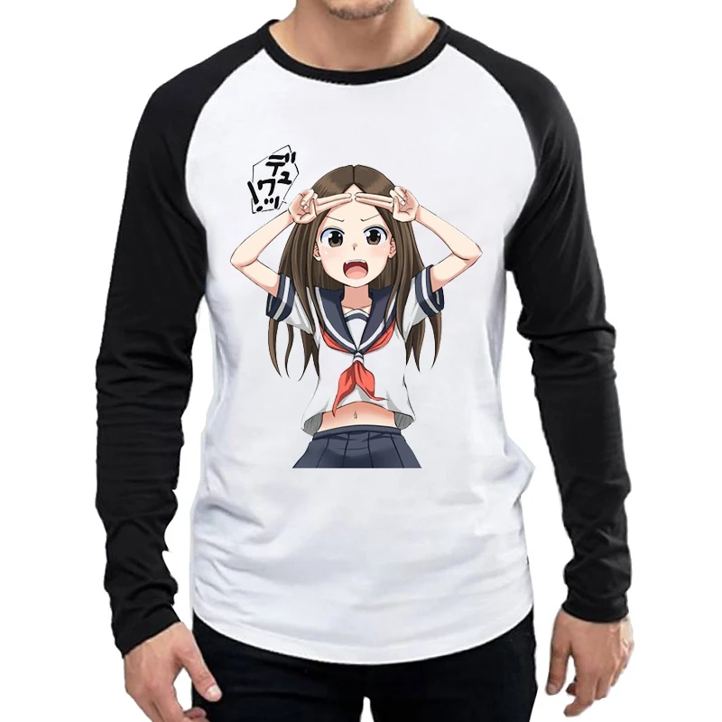 

Long Sleeve Teasing Master Takagi San T Shirt White Color Mens Anime Print T-shirt Tops Tees Unisex Autumn Full Sleeve Clothes
