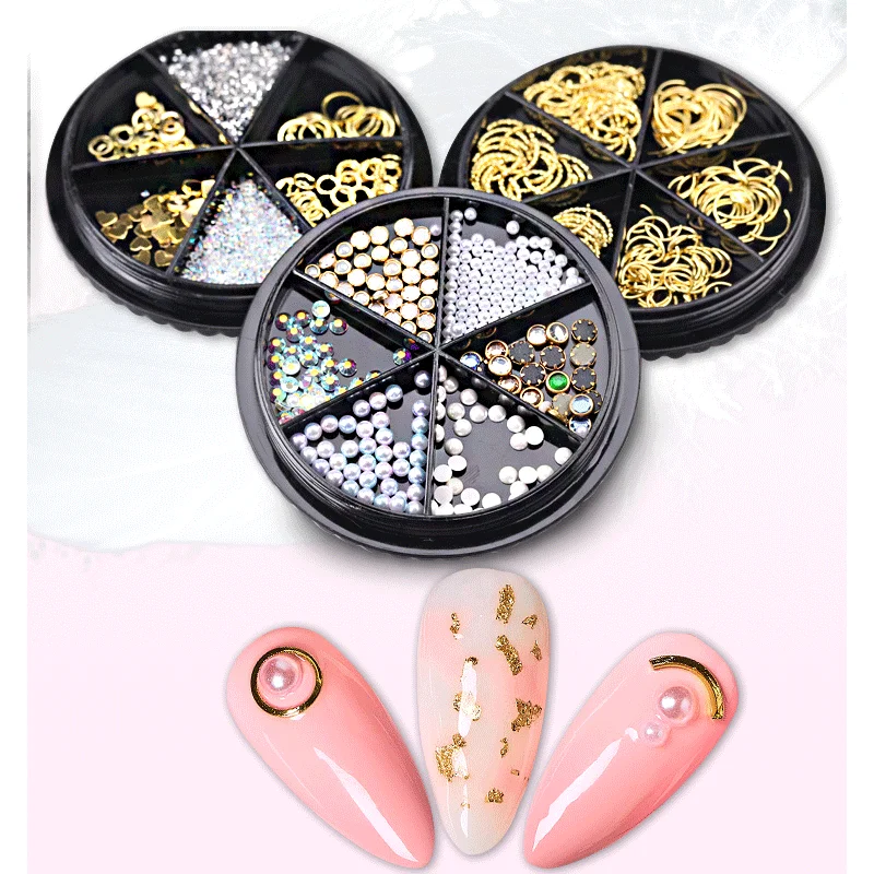 

Nail Art Jewelry Set Wholesale Japanese Metal Rivets Diamonds Rhinestones Pearls Three Dimensional Mixed Full Set Of Accessori