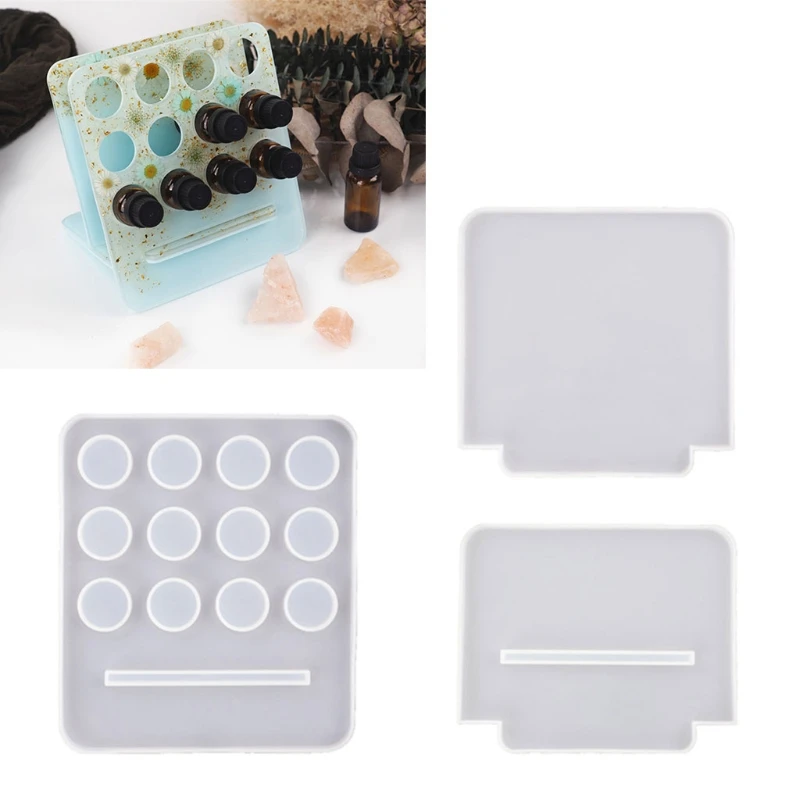 

N7MF 1 Set Crystal Epoxy Resin Mold Essential Oil Storage Rack Silicone Mould DIY Crafts Decorations Organizer Display Stand