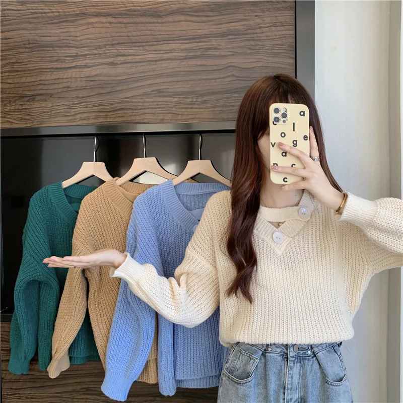 

Новинка Осень-зима свободный свитер с длинными рукавами реальная цена