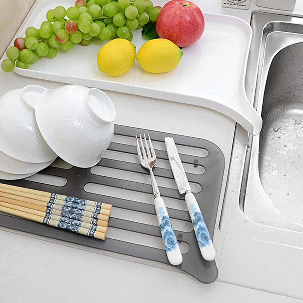 Пластиковая сушилка для посуды над раковиной двойная сливная чаша держатель