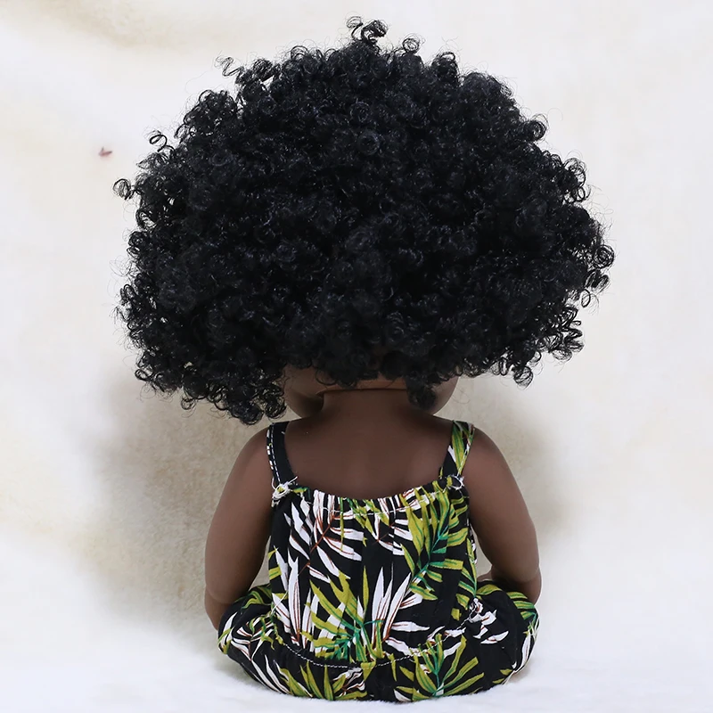 

35CM Black Baby Dolls Summer Dress African Reborn Silicone Waterproof Newborn Bath Play Baby Soft Vinly Toy Girl Boys kid Todder