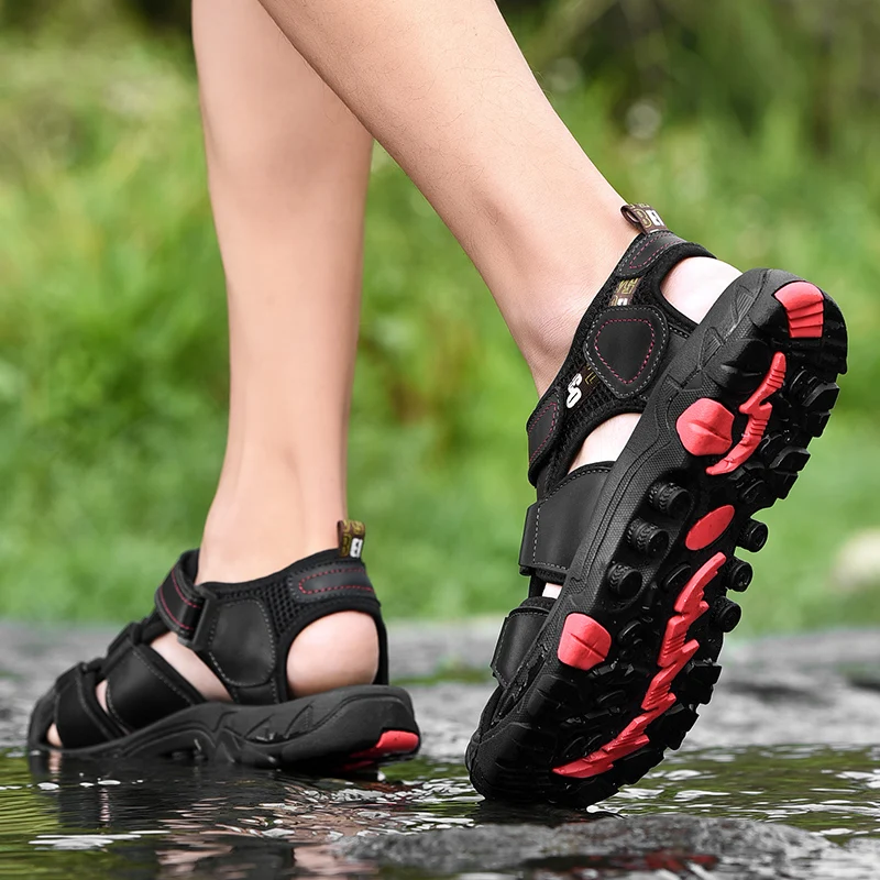 

New Summer Men's Sandals Comfortable Outdoor Men Shoes Genuine Leather Beach Sandals Soft Men Roman Sandals Big Size 38-46