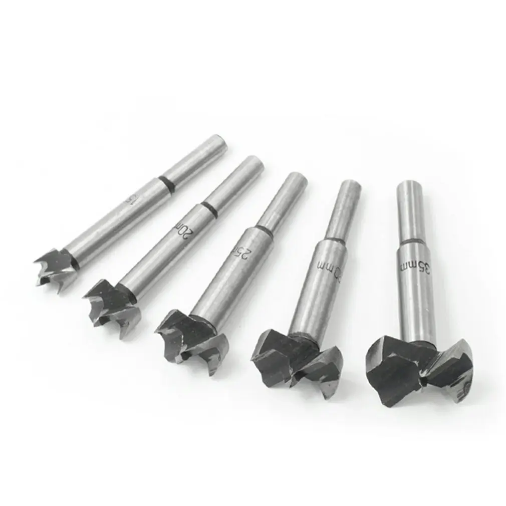 

Сверла из углеродистой стали Forstner, самоцентрирующаяся пила для отверстий по дереву, набор из 5 насадок 15-35 мм