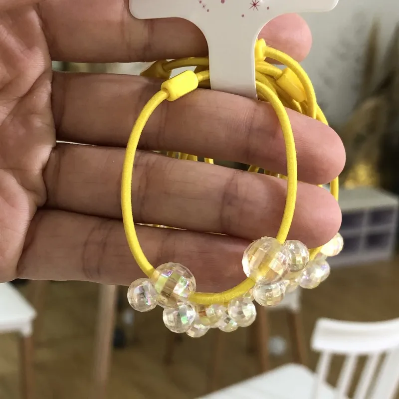 2 шт./компл. эластичные резинки для волос из блестящего хрусталя и смолы резиновые