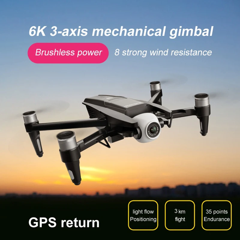 

2021 NEW S137 Drone 6K Double Camera Drone 3-Axis Gimbal 50X ZOOM 170Â° ESC FPV Distance 2KM GPS Drone RC Quadcopter Toy Gift