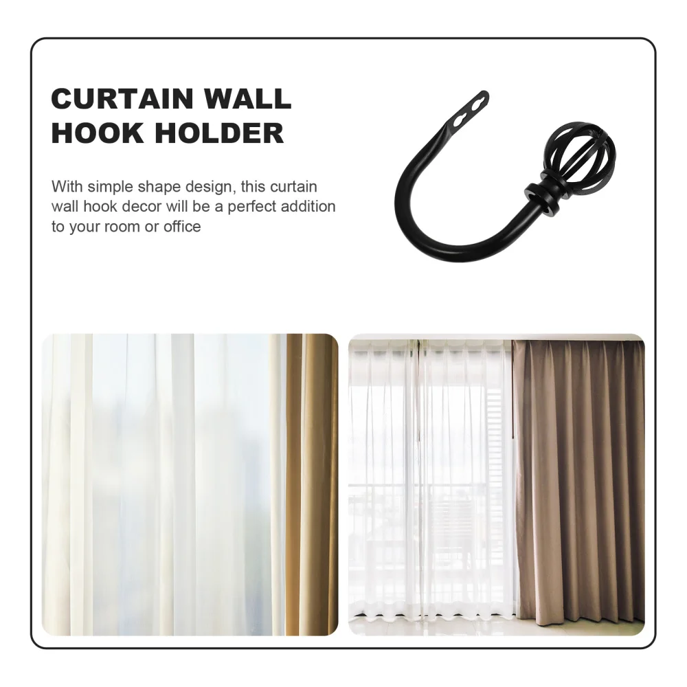 

2pcs Curtain Holdback Iron Curtain Tieback Curtain Hook Curtain Holder for Home