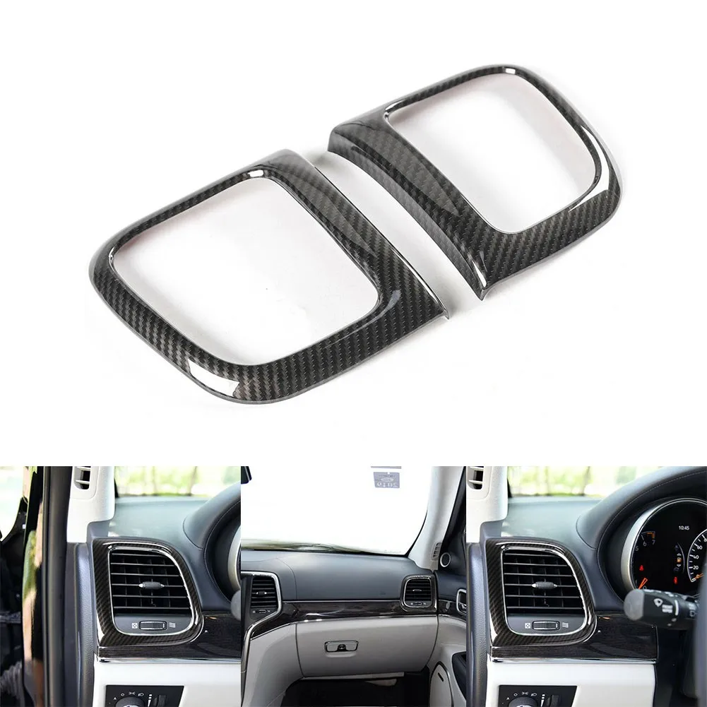 

2pcs Car Carbon Fiber Air Vent Outlet Covers Trim Decoration Accessories For Jeep Grand Cherokee 2011-2019