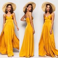 sexy mustard yellow long evening dress 2022 spaghetti straps floor length a line prom dresses women formal robes de soir%c3%a9e