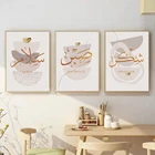 Плакат с арабским миром и терпением, каллиграфия, исламские настенные картины, Золотые декоративные картины на холсте, домашний декор стен