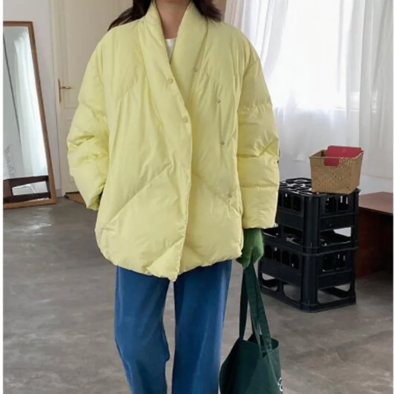 2021 Women Thick Padded Jacket New Winter Stand-up Collar Parkas Long Sleeve Outerwear Women Fashion Solid Thick Short Coats