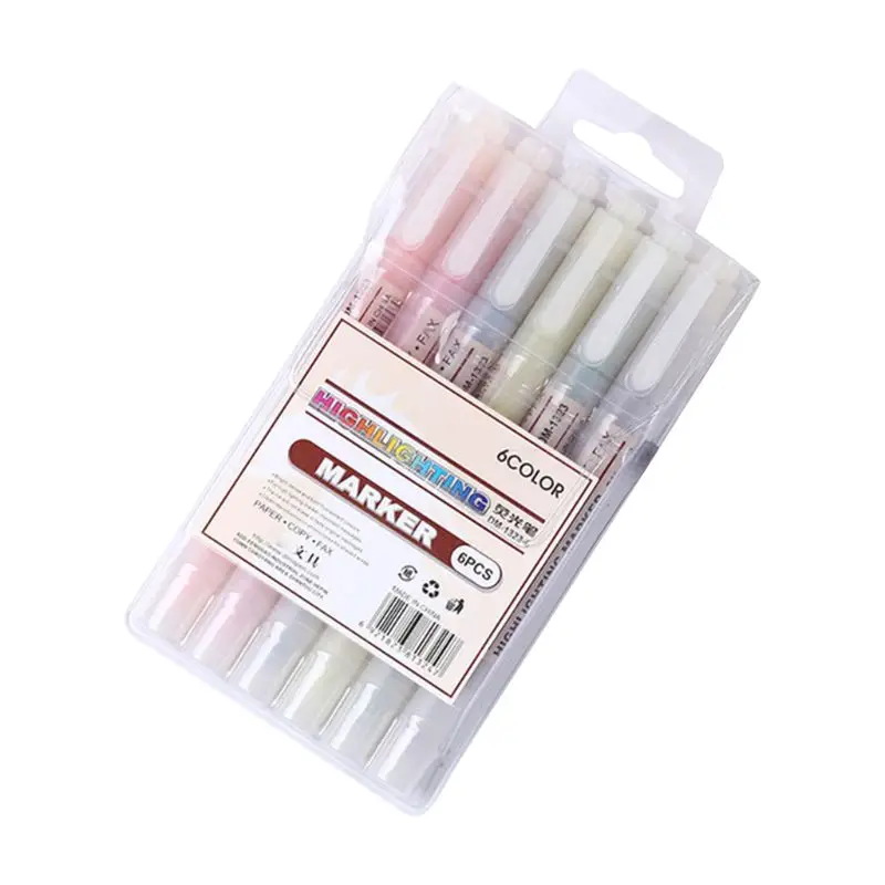 

H05B 6 цветов двойная головка Маркер ручки флуоресцентные маркеры художественные принадлежности для рисования Канцтовары для школы и офиса