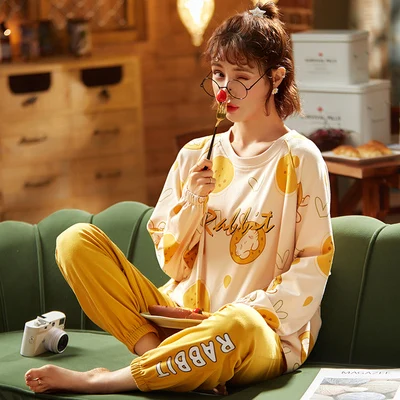 Новинка 2020 г. весенне осенний хлопковый женский пижамный комплект в стиле