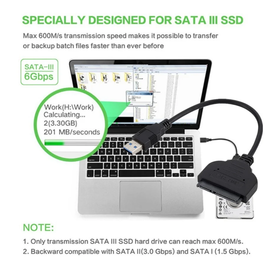 Кабель SATA к USB 3.0 поддержка 2 5-дюймового внешнего SSD HDD-адаптера жесткий диск