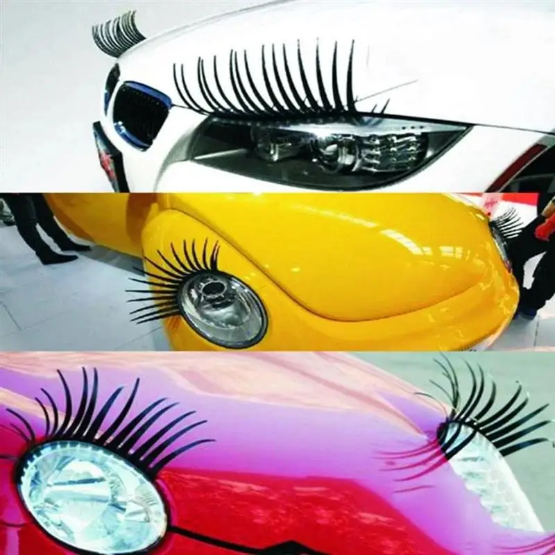 

4pcs Car Headlight Stickers False Eyelashes Stickers Funny Eyelashes Auto Headlight Decoration Stickers