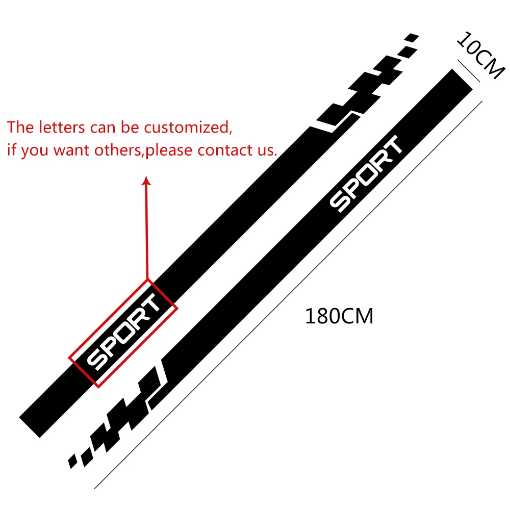 

2pcs Car Stickers Auto Vinyl Film Wrap Both Side Stripes Decoration Styling Decal Automobiles Sports Tuning DIY Car Accessories